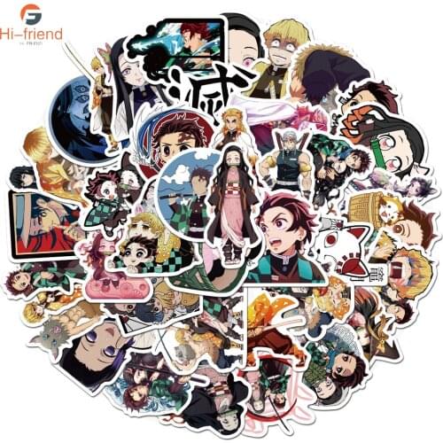 50Pcs Demon Slayer Waterproof Sticker Kimetsu no Yaiba Tanjirou Sticker Luggage Skateboard Notebook Clothes Teacup Stickers