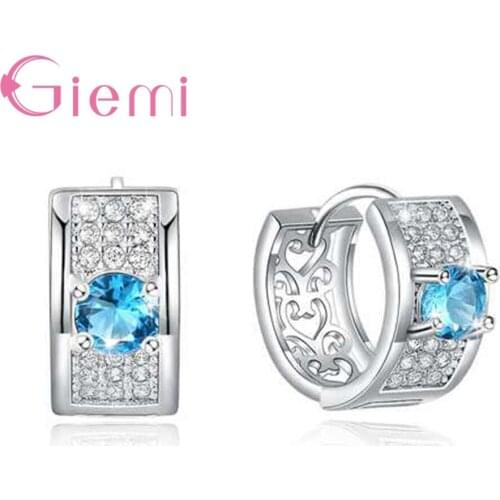 New Fashion Hoop Earring For Ladies 925 Sterling Silver Jewelry Top Quality Cubic Zirconia Wedding Engagement Accessories