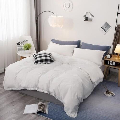 J Solid Color Tassel Bedding Set Full Twin Queen King Size Duvet Cover Set with Pillowcases Comforter Set QB79