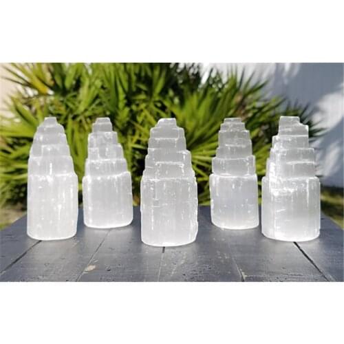 Natural raw selenite Crystal gemstone tower meditation reiki healing Mental Clarity selenite crystal lamp remove negative energy