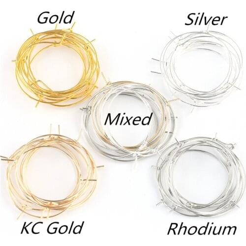 30pcs/lot 20 25 30 35 mm Silver KC Gold Hoops Earrings Big Circle Ear Wire Hoops Earrings Wires For DIY Jewelry Making Supplies