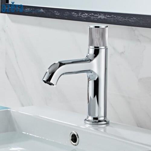 Azeta Basin Tap Chrome Brass Faucet Bathroom Single Handle Basin Sink Mixer Hot and Cold Water Wash Basin Tap Crane Mixer AT7106