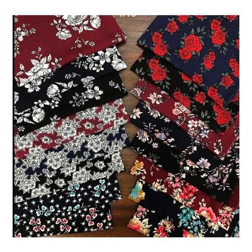 Rayon fabric dark floral printed fabric dress fabricLFCK080002