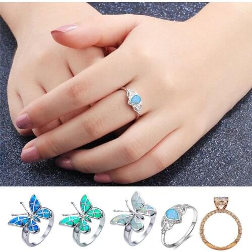 Vintage Butterfly Mood Ring Classic Diamonds Rings Blue Animal Shape Ring Butterfly Ring Fashion Jewelry Gift