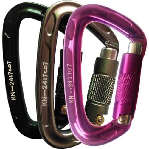 24KN Outdoor Rock Climbing D Shaped Mountaineering Caving Security Climbing Buckle Carabiner Master Lock Climbing Equipement