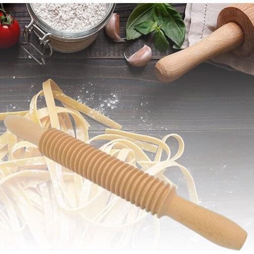 1PC Natural Wood Cooking Tools Cake Decoration Rollers Dough Roller Beech Pattern Noodle Stick Kitchen Accessories