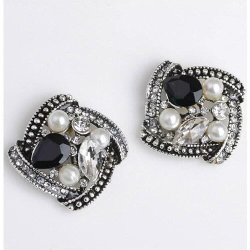 10pcs/lot antique silver alloy button pearl rhinestone embellishments crafts supplier diy accessories