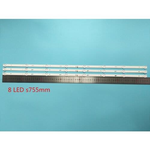 3 peças/lote para 43L1600C 2600C 43L26CMC L43E9600 JL.D43081330-140FS-M E469119 8 lâmpadas 755 milímetros