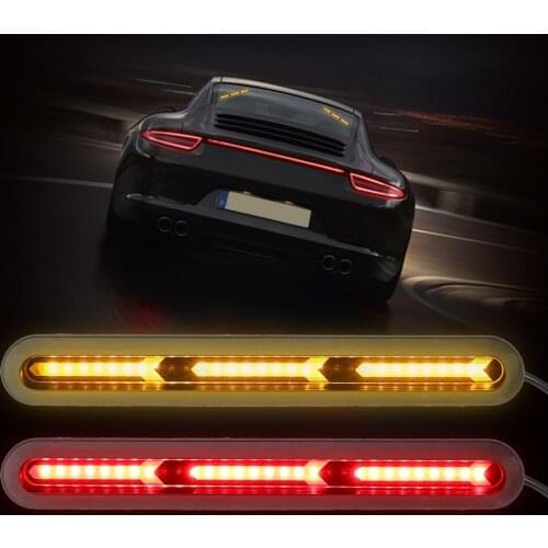LEEPEE Car Amber Turn Signal Light Rear Windscreen Light Driving Lamps Flow LED Trunk Strip Light Red Tail Brake Lamp