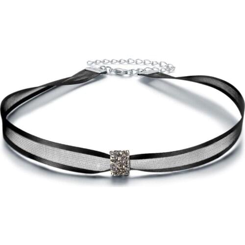 Bohemia Lace Gothic Tattoo Choker Necklace Women Vintage Black Crystal Necklaces Gothic Punk Collar Choker Rope Chain Jewelry