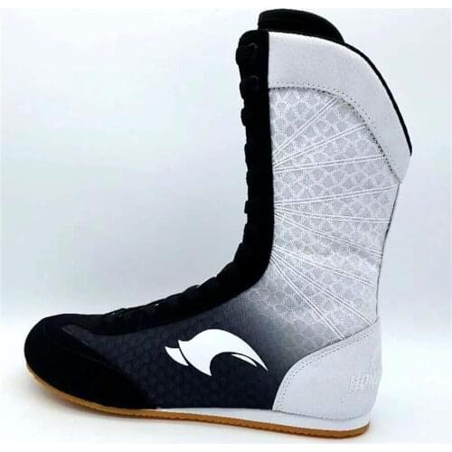 High-top Boxing Shoes Wrestling Shoes Sanda Shoes Fighting Games Fitness Mens and Womens Shoes Ankle Guards and Shin