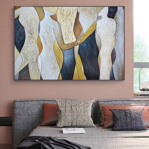 Abstract Large Painting Lover Rain Landscape Oil Painting on Canvas Wall Art Pictures for Living Room for Bed Room Home Decor