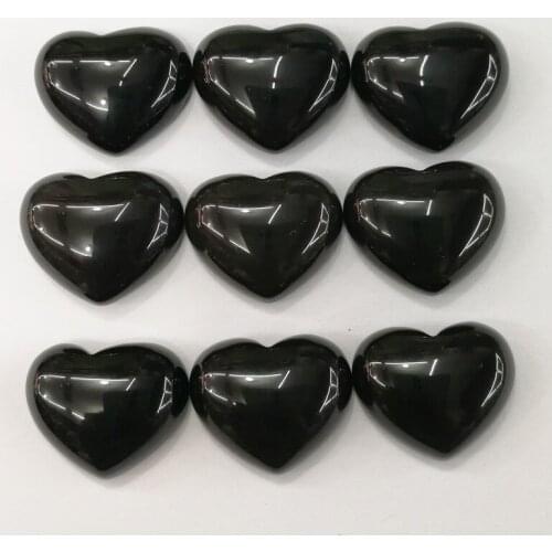 Good quality 15x18mm Natural black onyx stone beads charm heart CAB CABOCHON no hole for jewelry making Wholesale 20pcs/lot