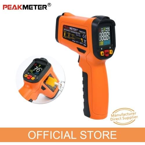 PEAKMETER PM6530C LCD Laser Digital Infrared Thermometer Temperature gun meter -50~800 with K type Ambient UV Light bathtub