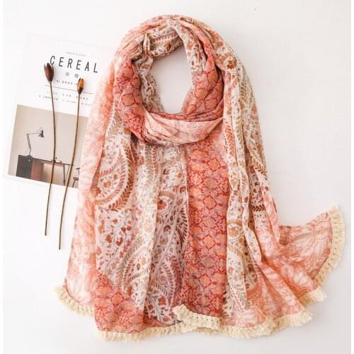 Floral Print Long Scarf Hijab Scarves Shawls Soft Headscarf Wraps Pashmina Foulard Bandana 180x90cm