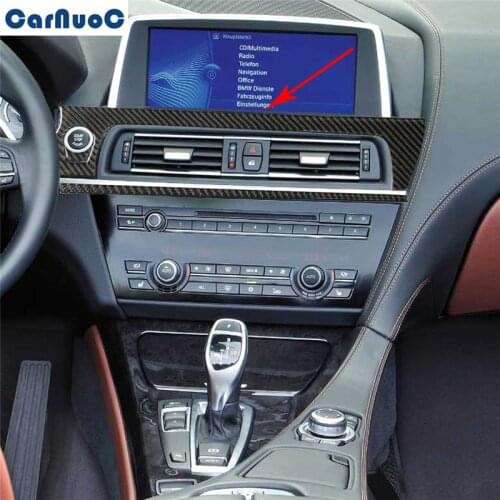 For BMW 6 Series F12 F13 Coupe Covertible 2011-2018 Car Central Air Outlet Frame Panel Trim Carbon Fiber Sticker Accessories