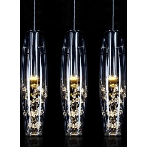 European Crystal LED Pendant Lights Modern Creative Dining Room Pendant Lamp For Bedroom Bar Cafe Restaurant AC 110-220V