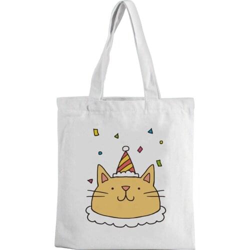 Canvas Bag Cartoon Print Canvas Bag Large Capacity New White Fashion Leisure Environment-friendly Shopping Bag