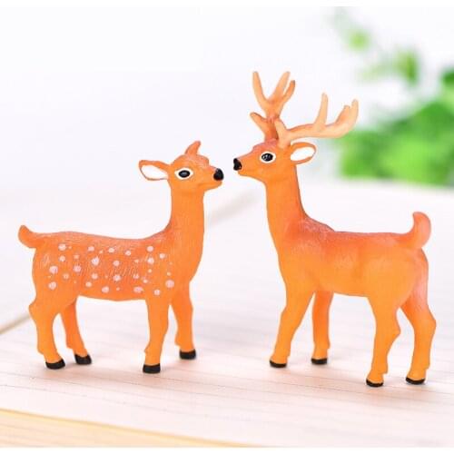 1pcs Artificial Mini Sika Deer Giraffe Fairy Garden Miniatures Gnomes Moss Terrariums Resin Crafts Figurines Home Decoration