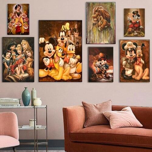 Disney Mickey Mouse and Donald Duck Canvas Painting Wall Art Cartoon Animal Pictures On Canvas Posters and Prints Home Decor