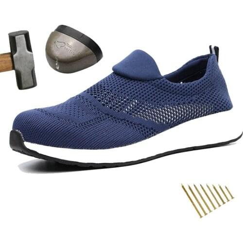 Summer Lightweight Steel Toe Cap Men Women Work & Safety Boots Breathable Male Female Shoes Plus Size 35-48