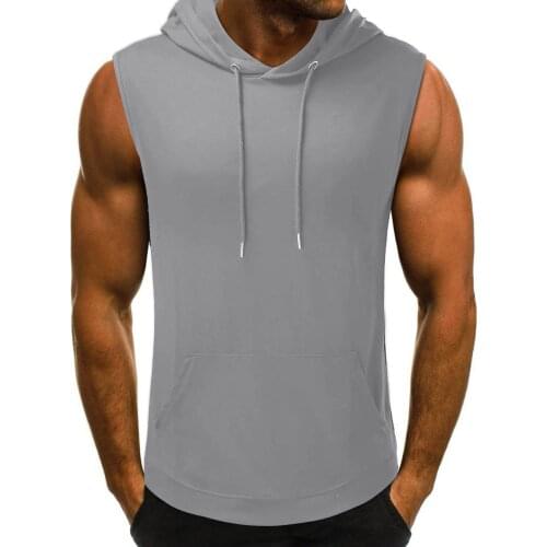Summer Leisure Sports Hoodie Mens Tank Tops Fashion Masculine Casual Slim Fit Sleeveless Vest Bodybuilding Gym Men Clothing