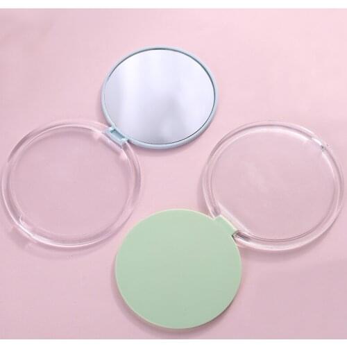 Mini-round flip-over makeup mirror transparent lid portable small mirror desktop creative student make-up Princess mirror