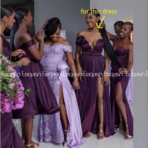 Fashion Dark Purple Long Bridesmaid Dresses 2021 Sexy V Neck With Slit Wedding Party Dress Vestido De Fiesta De Boda