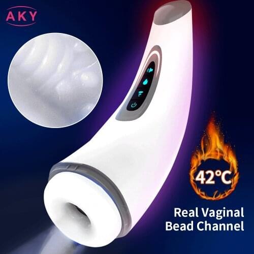 Air Sucking Male Masturbation Cup Sex Toys For Men Automatic Heating Blowjob Masturbator Vibrating Oral Vagina Pussy Vibrator