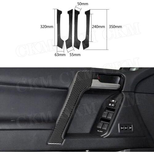 Carbon Fiber Car Interior Door Handle Trim Cover Stickers For Toyota Land Cruiser Prado 2010-2018 Car Accessories