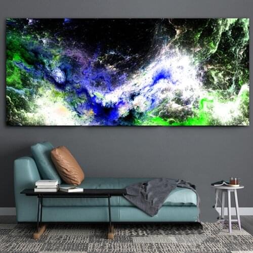 WANG ART Nordic Poster Green Blue Cloud Oil Painting Abstract Wall Art Poster Painting Canvas Picture Wall Art for Living Room