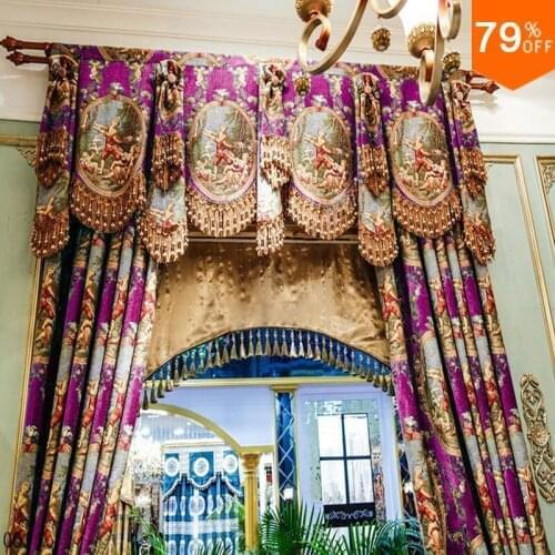 Purple Curtains New cortina rideaux Luxury Middle age curtains for living room cortinas curtain curtains living room decoration