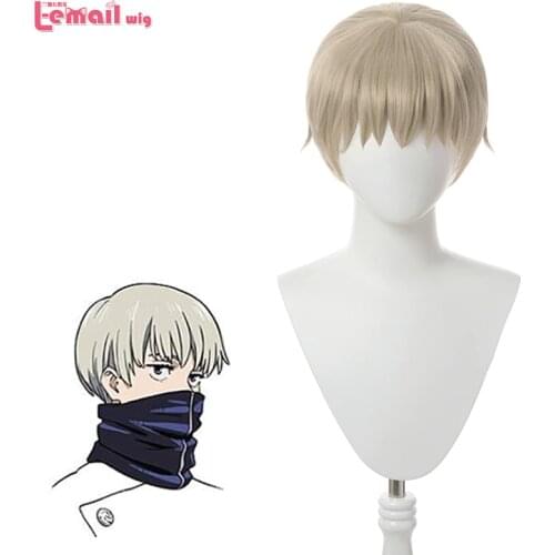 L-email wig Jujutsu Kaisen Toge Inumaki Cosplay Wigs 25cm Short Gray Men Wigs Heat Resistant Synthetic Hair Halloween Party