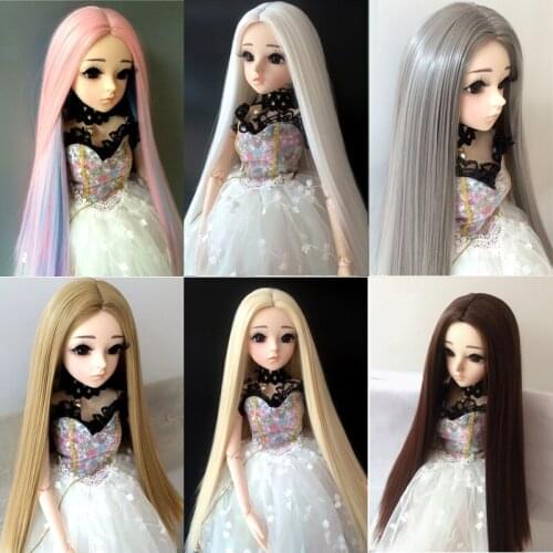 Bjd SD Doll Accessories 1/3 1/4 1/6 1/8 bjd doll wig 30cm 60cm SD doll wig high temperature silk wig long straight hair