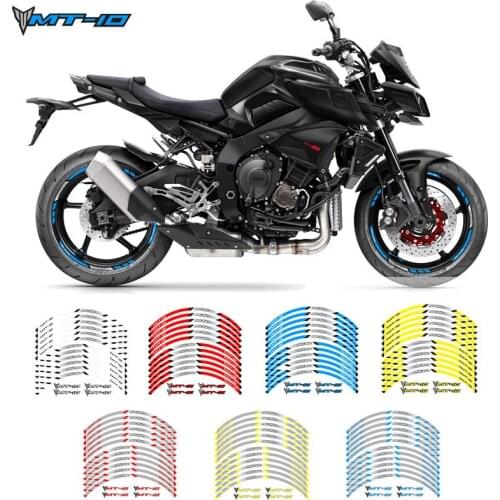Motorcycle front and rear wheels Edge Outer Rim Sticker Reflective Stripe Wheel Decals For YAMAHA MT-10