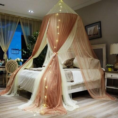Princess Style Hanging Dome Mosquito Net Bed Canopy Romantic Double Layer Yarn Bed Valance Anti-mosquito Decor Bed Cover Curtain