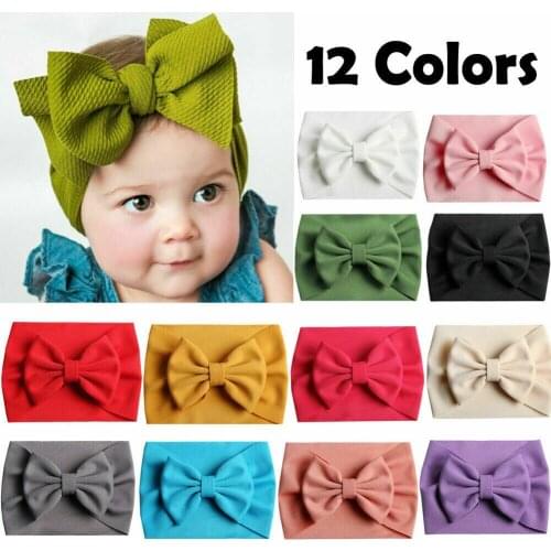 Toddler Girls Kids Baby Girls Boys Bow Hairband Headband Stretch Turban Knot Head Wrap 12 Colors