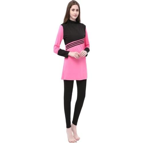 Split Swimsuit Two Piece Set Conservative Beachwear Sunscreen Women Swimming Clothes Muslim Swimwear Burkini Long Sleeve Bikini