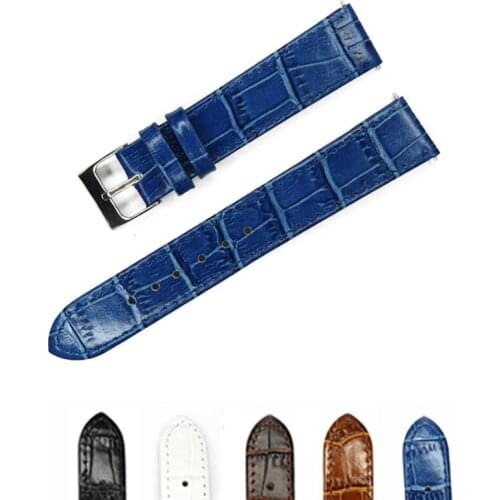 Watch strap 18mm 20mm Watch Band White Soft Thin Watchband Genuine Leather Strap For Hours For Man Woman Blue Black Brown Belt