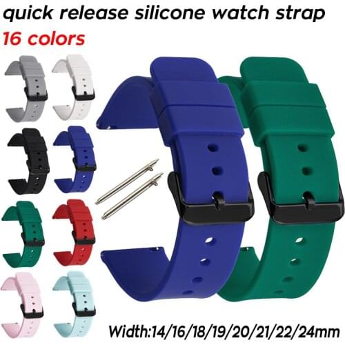 14mm 16mm 18mm 19 20mm 21 22mm 24mm Silicone Quick Release Band for Samsung Galaxy 3 41mm 45mm Huawei Watch GT/2/2e/Pro Strap