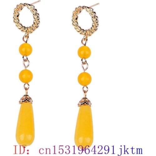 Yellow Jade Flower Earrings Crystal Gemstone Fashion Zircon Gifts Natural Amulet Chalcedony 925 Silver Jewelry Women Charm