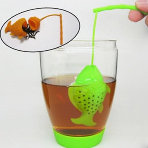 Silicone Cute Fish Fishing Shape Tea Leaf Herbal Strainer Filter Infuser Bags