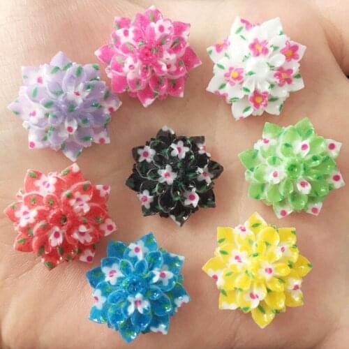 Resin Kawaii 20mm Flower Flat back Cabochon Stone 20PCS Scrapbook DIY Decor Home Figurine Crafts