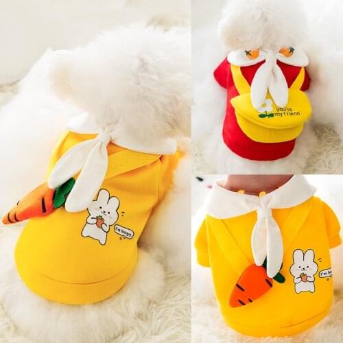 Cartoon Cat Dog Hoodies Spring Winter Bib Bag Decor Fleece Inner Dog Sweatshirt Sweater Coat For Small Dog Poodle Corgi Apparel