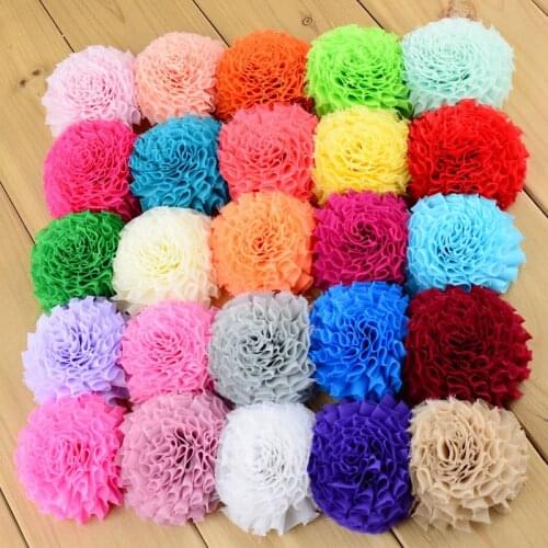 Yundfly 10pcs 7cm Handmade Chiffon Fabric Flower Flat Back For Baby Girls DIY Craft Garments Headband Hair Accessories