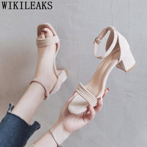 Ladies Shoes and Sandals High Heels Summer Shoes Woman Fashion Designer Sandals Heels for Women Block Heels Sandals Plus Size 43