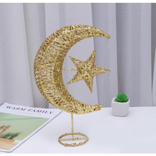 1Pc Wrought Iron Christmas Tree Topper Glittering Star And Moon Treetop Home Decor Weddings Party Supplies Xmas DIY Ornaments