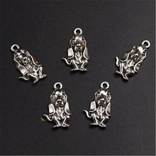 10pcs Antique Silver Color Adorable Puppy Charm Necklace Bracelet DIY Handmade Metal Jewelry Alloy Pendant 25*14mm A1309