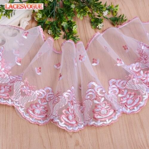 14yards 17cm Mesh embroidery lace fabric Handmade DIY Garment needlework sewing fabric Clothing accessories Curtain material 782