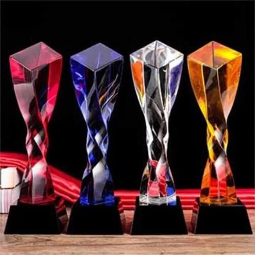 24CM Twist Crystal Trophy Cup Creative Customize Prize Cup Promotion Encourage Souvenir